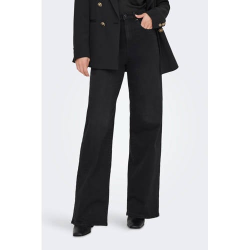 ONLY high waist wide leg jeans ONLHOPE black denim afbeelding