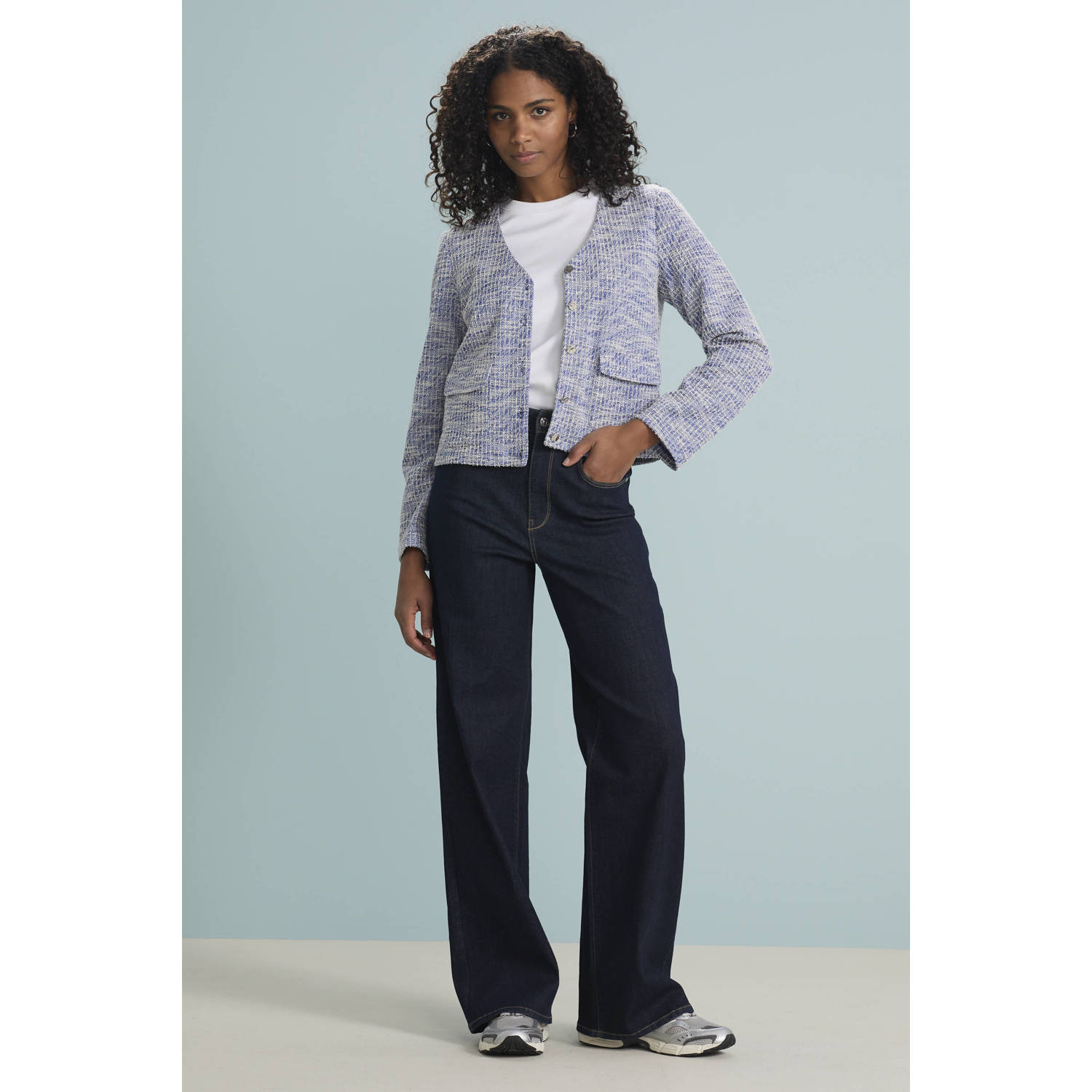 ONLY high waist wide leg jeans ONLHOPE-LUSH dark blue denim