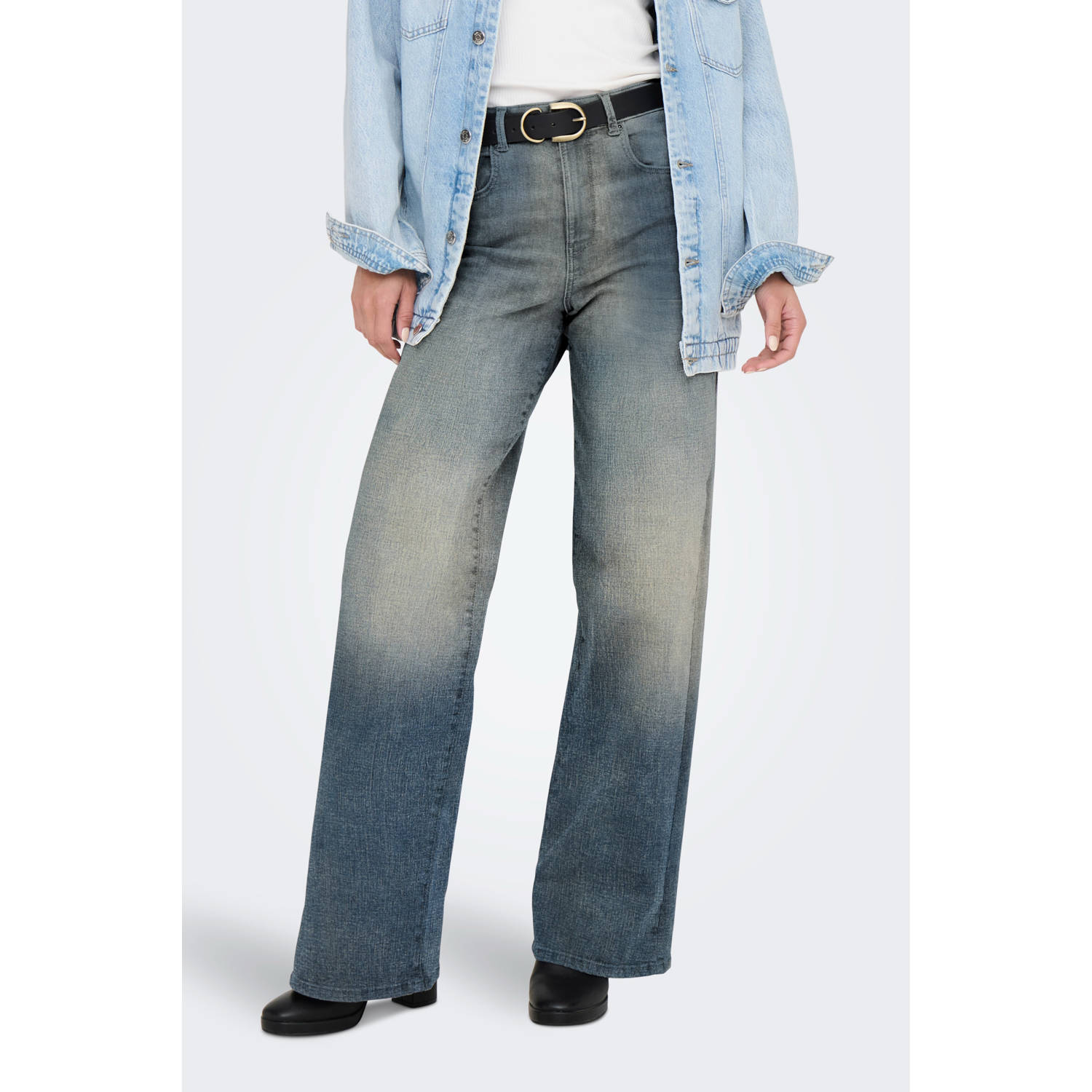 ONLY high waist wide leg jeans ONLHOPE-LUSH dark blue denim