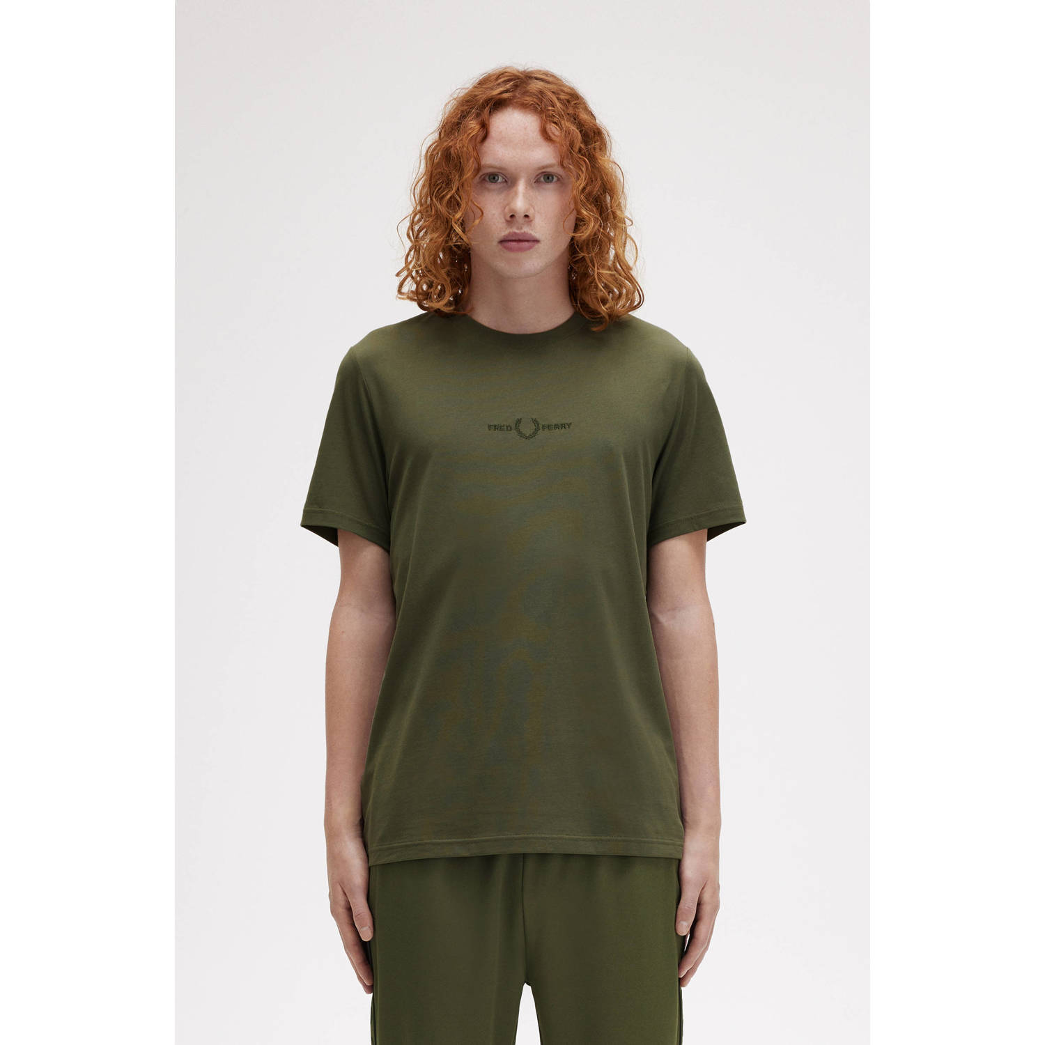 Fred Perry Geborduurd T-shirt Groene Top Green Heren