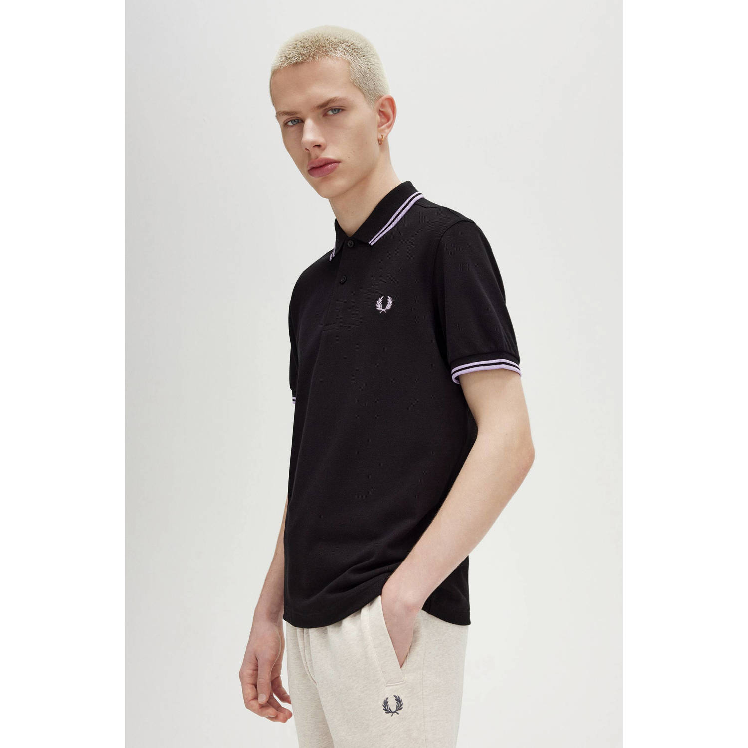 Fred Perry regular fit polo TWIN TIPPED met contrastbies