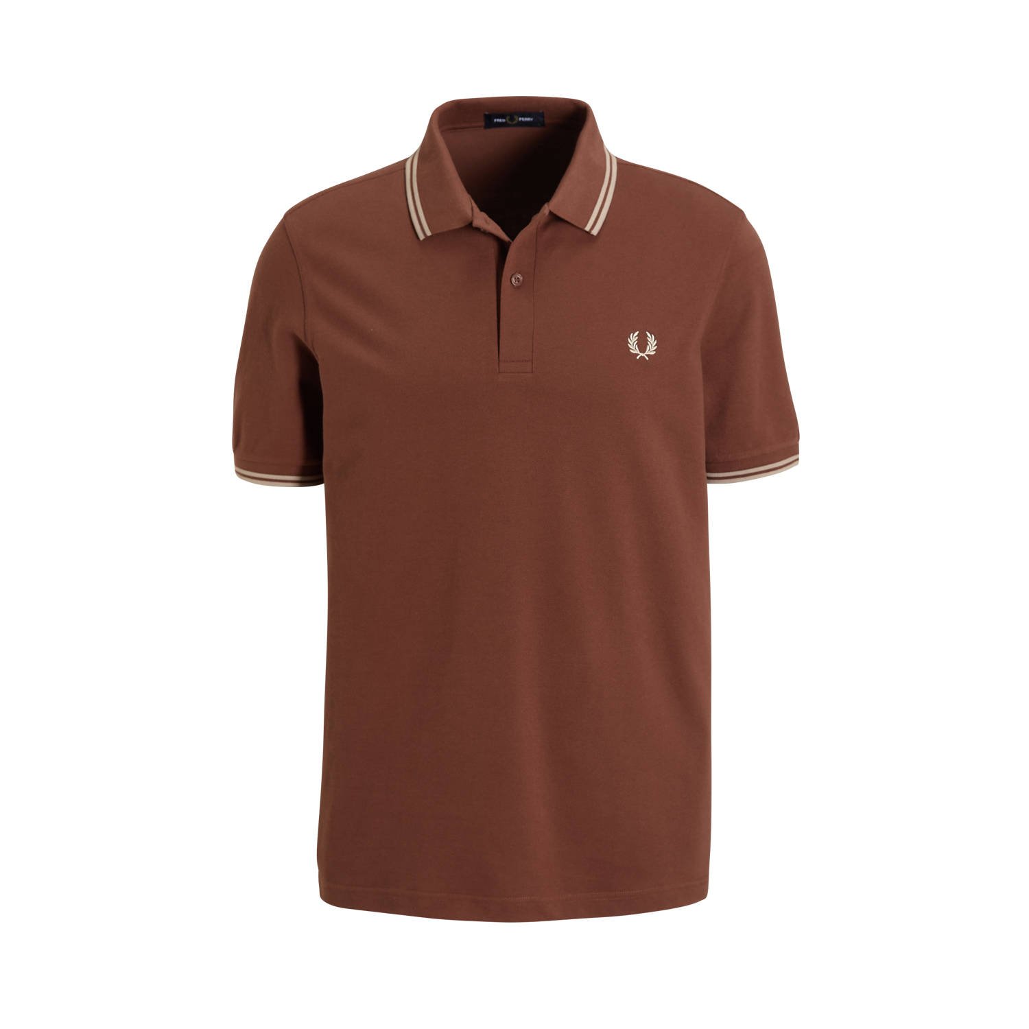 Fred Perry Twin Tipped Short Sleeve Polo Shirt Heren Brown- Heren Brown