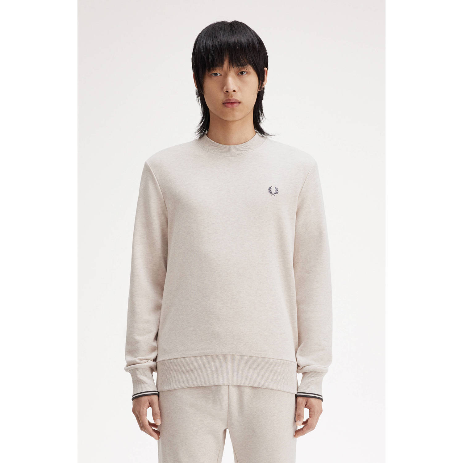 Fred Perry Klassieke French Terry Crew Neck Sweatshirt Beige Heren