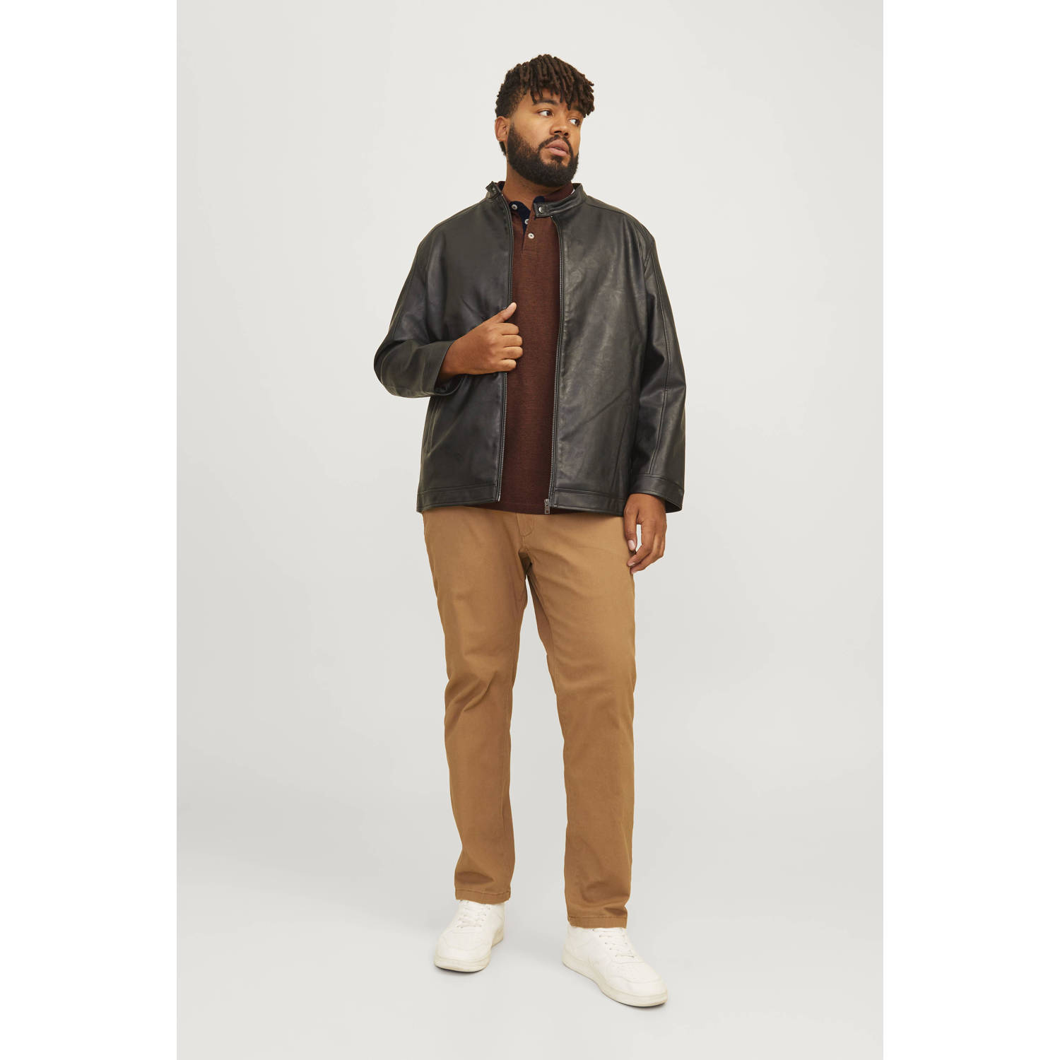 JACK & JONES PLUS SIZE regular fit polo JJEPAULOS Plus Size met logo