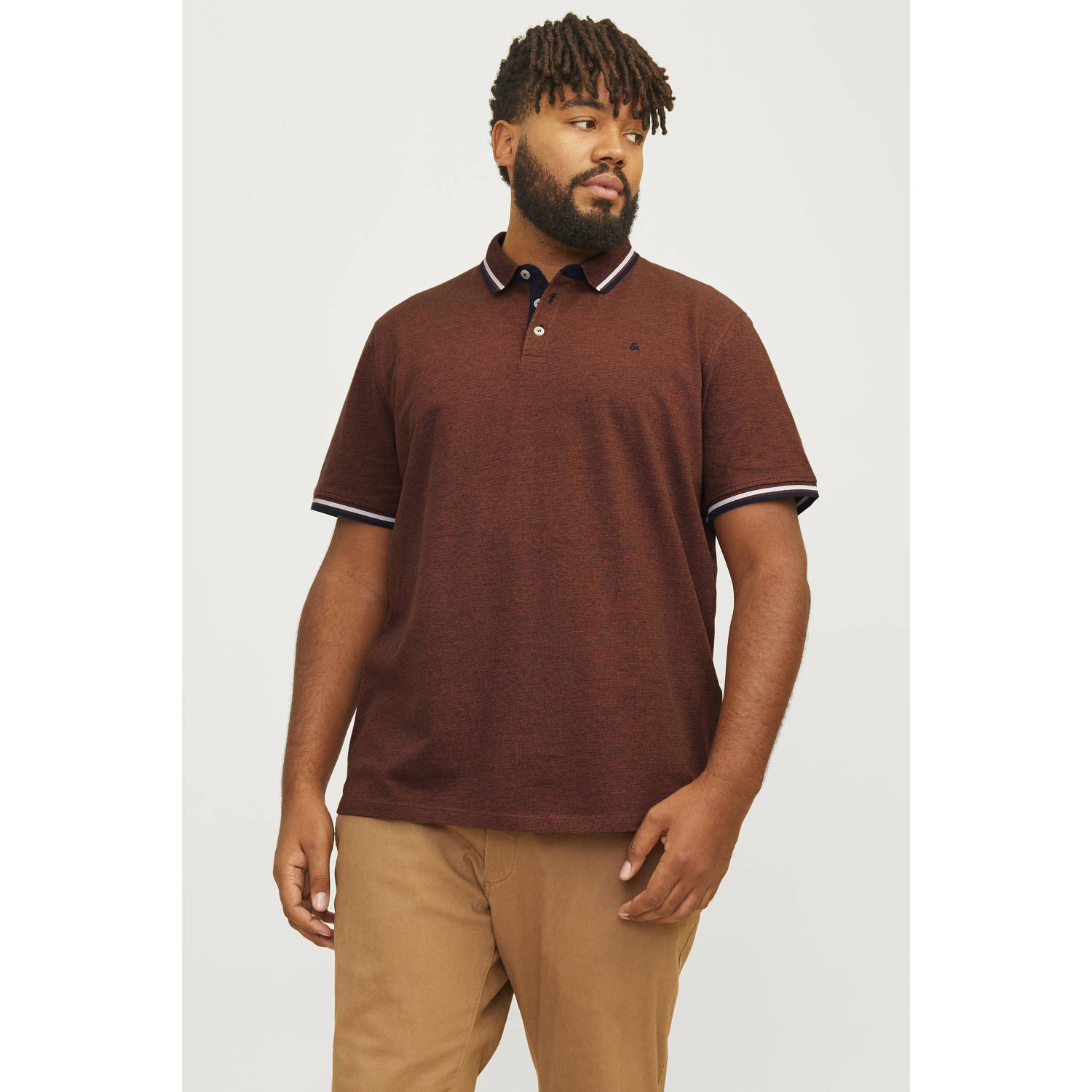 JACK & JONES PLUS SIZE regular fit polo JJEPAULOS Plus Size met logo