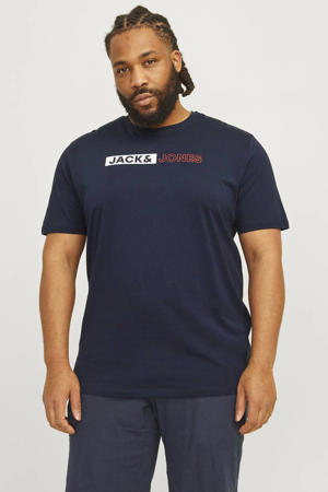slim fit T-shirt JJECORP Plus Size met printopdruk