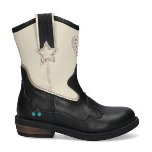   leren cowboylaarzen zwart/ecru