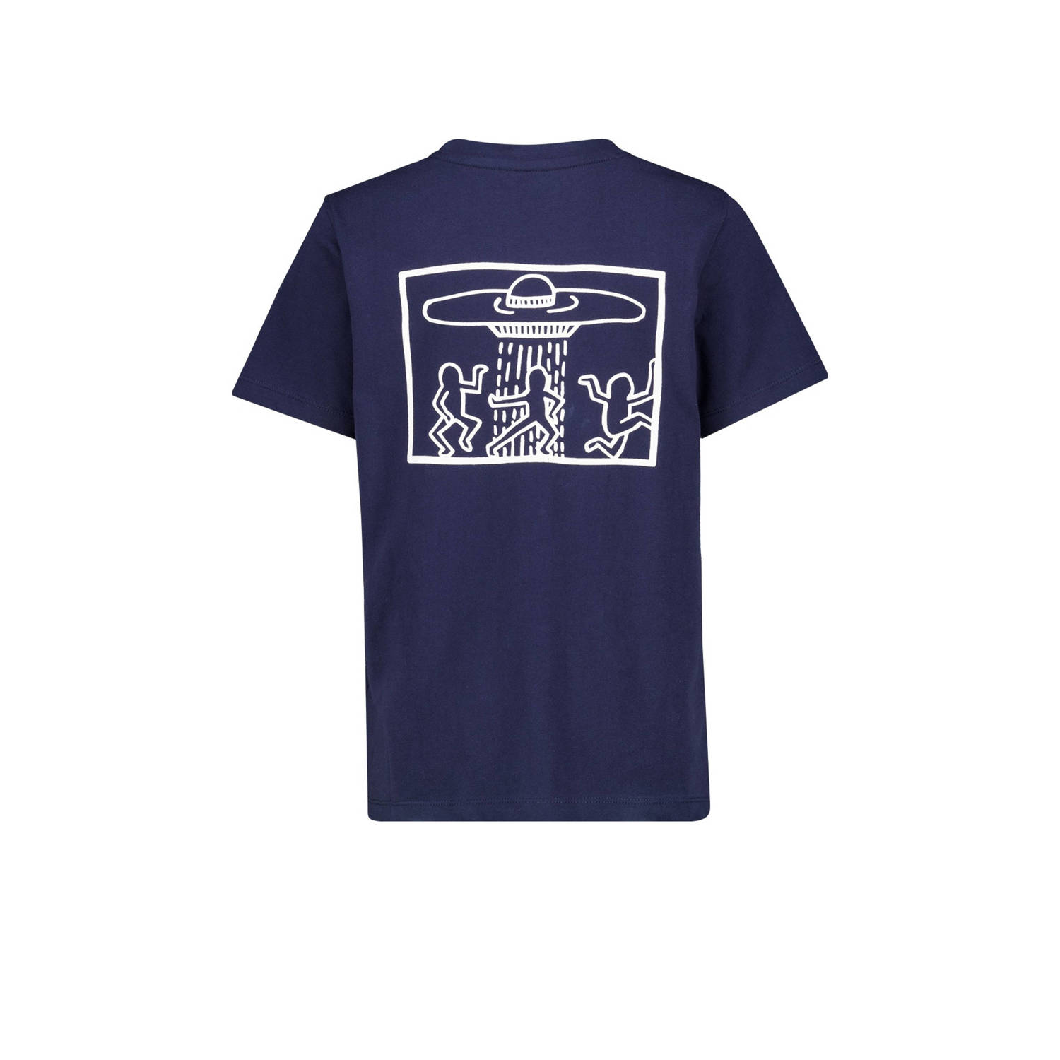 America Today T-shirt met backprint donkerblauw wit
