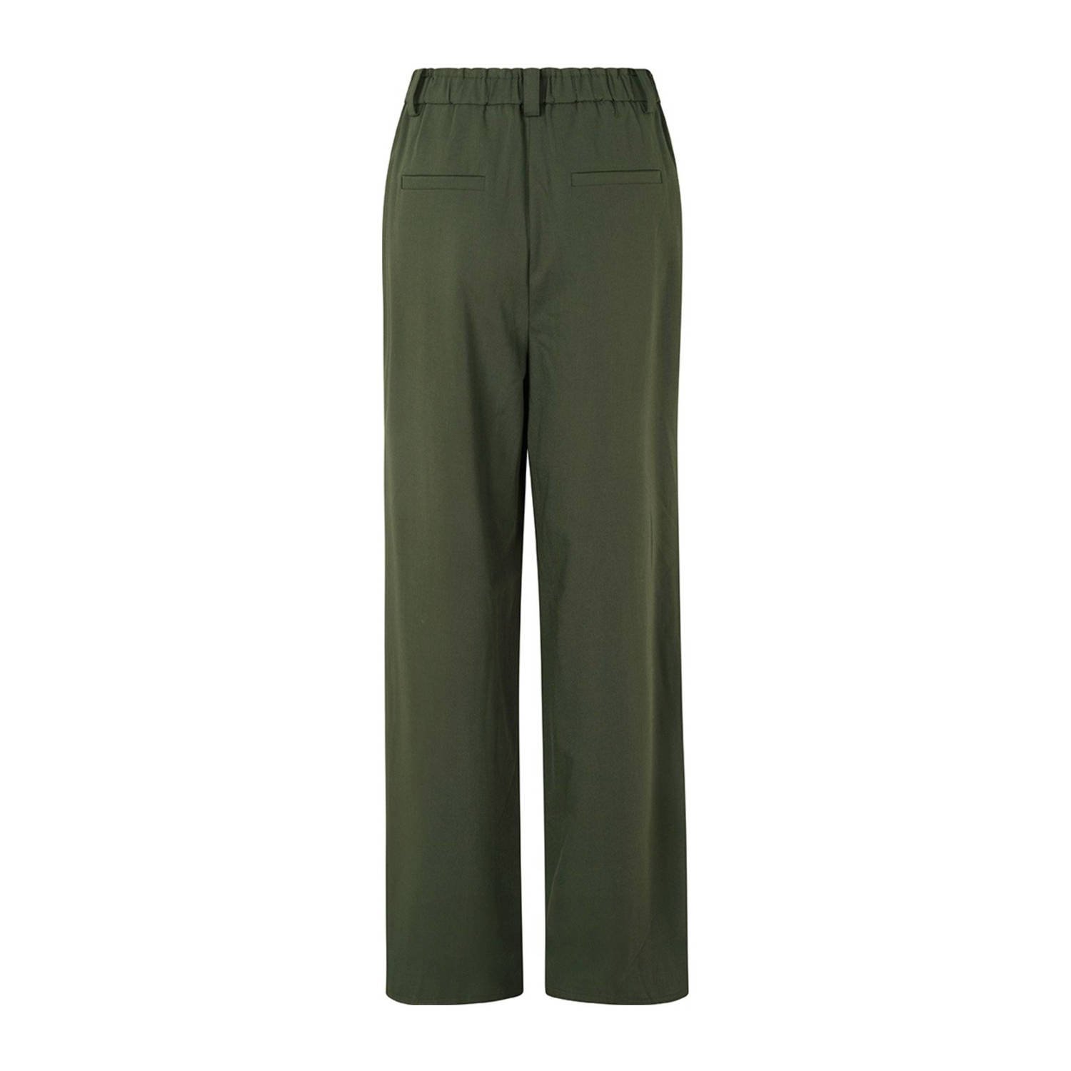 Modström high waist straight fit pantalon Kimana donkergroen