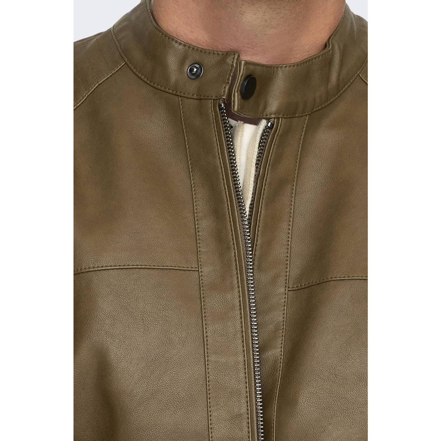 ONLY & SONS imitatie leren jas ONSMIKE bruin