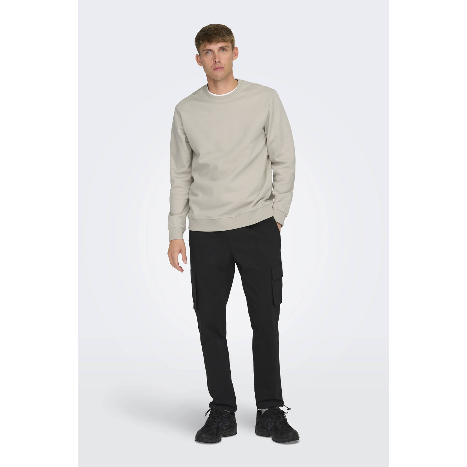 ONLY & SONS slim fit cargo broek ONSCOMMON zwart