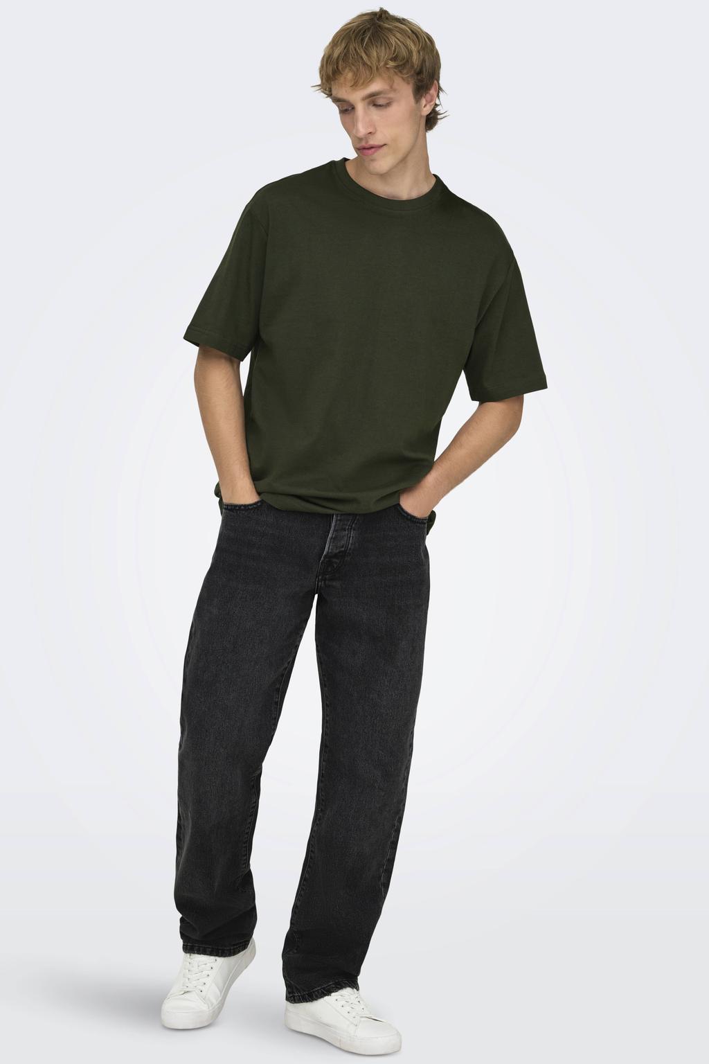 ONLY & SONS straight leg jeans ONSEDGE STRAIGHT BLACK 6985 zwart