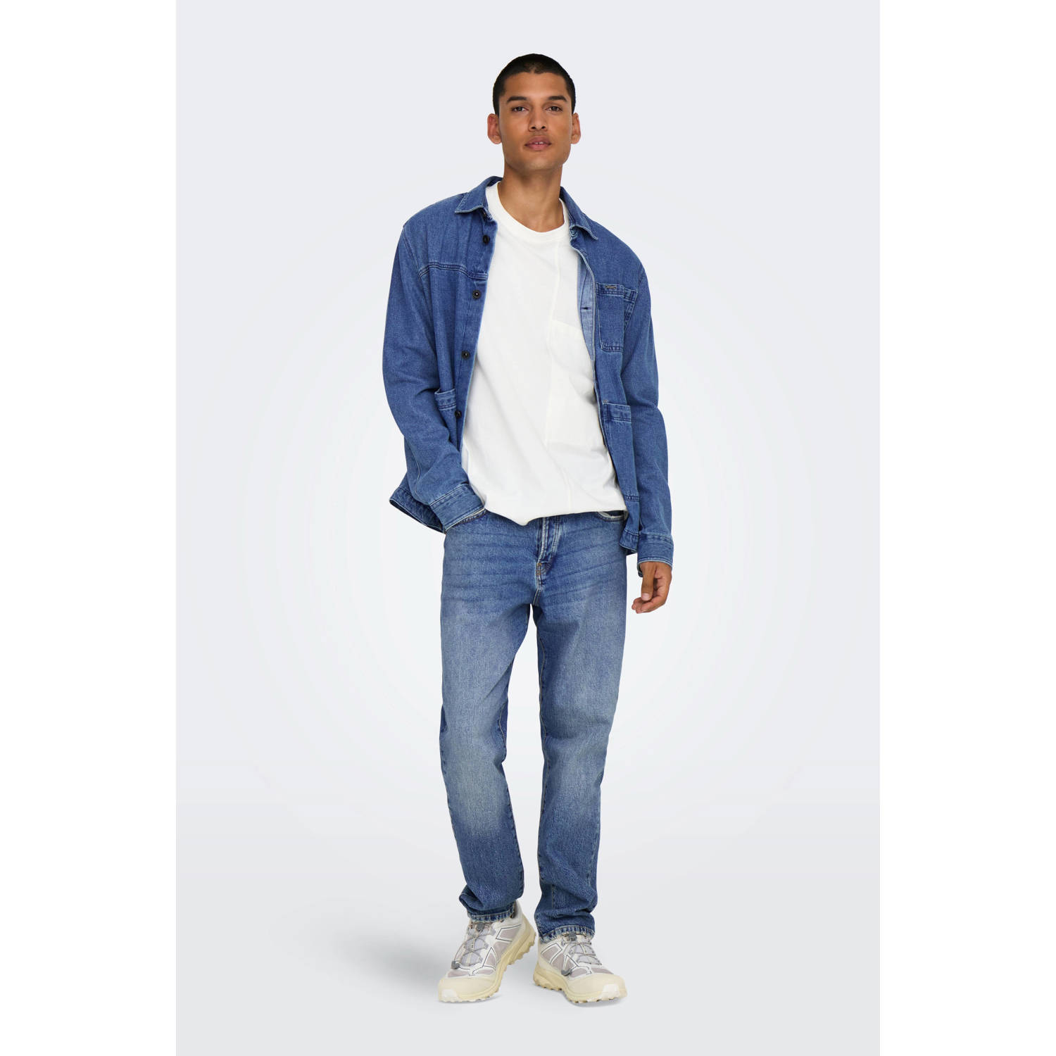 ONLY & SONS tapered fit jeans ONSYOKE medium blue denim