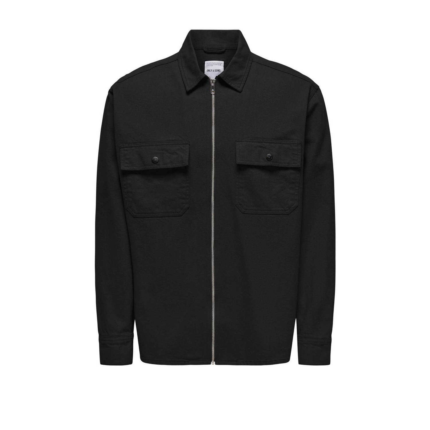 ONLY & SONS regular fit overshirt ONSTEAM zwart
