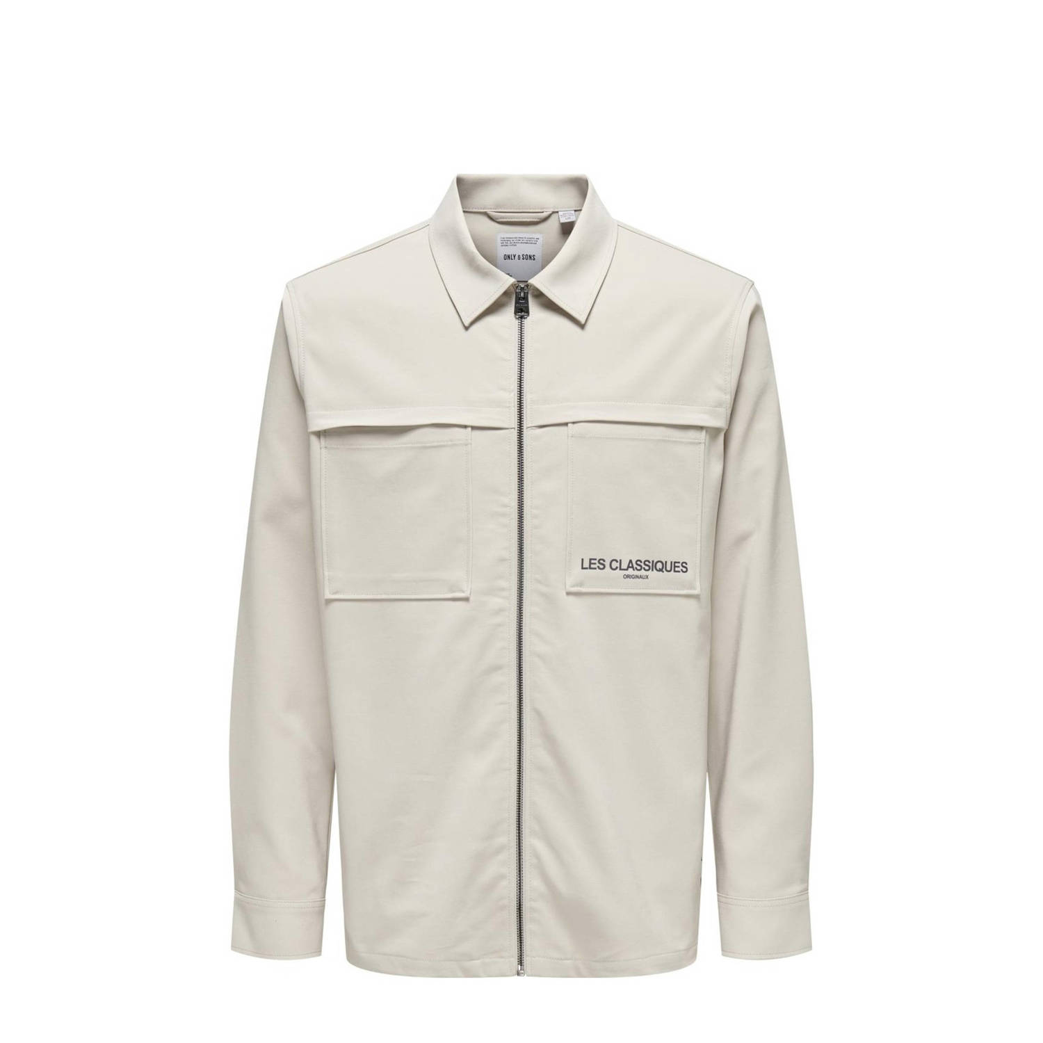 ONLY & SONS regular fit overshirt ONSLES met logo ecru