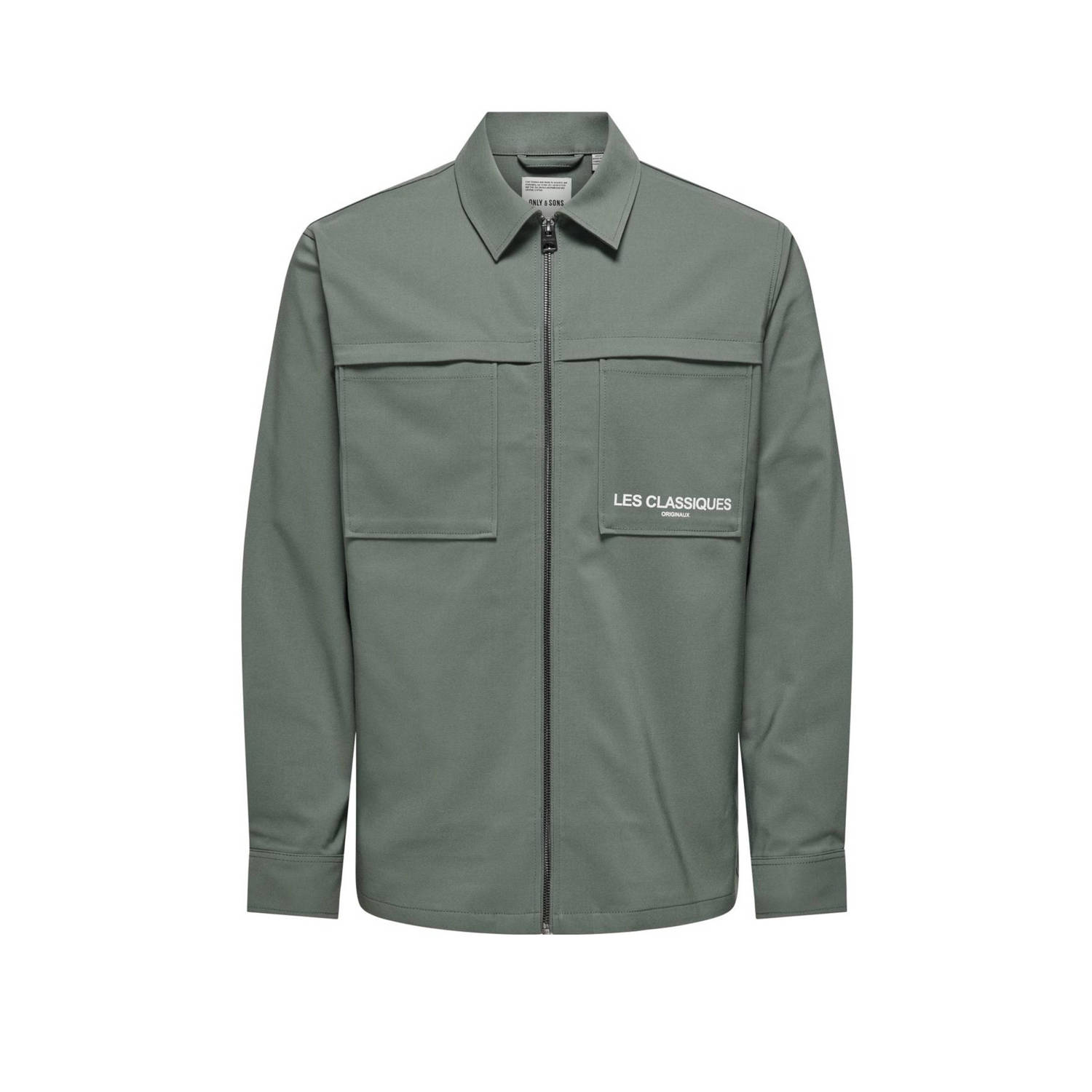 ONLY & SONS regular fit overshirt ONSLES met logo groen