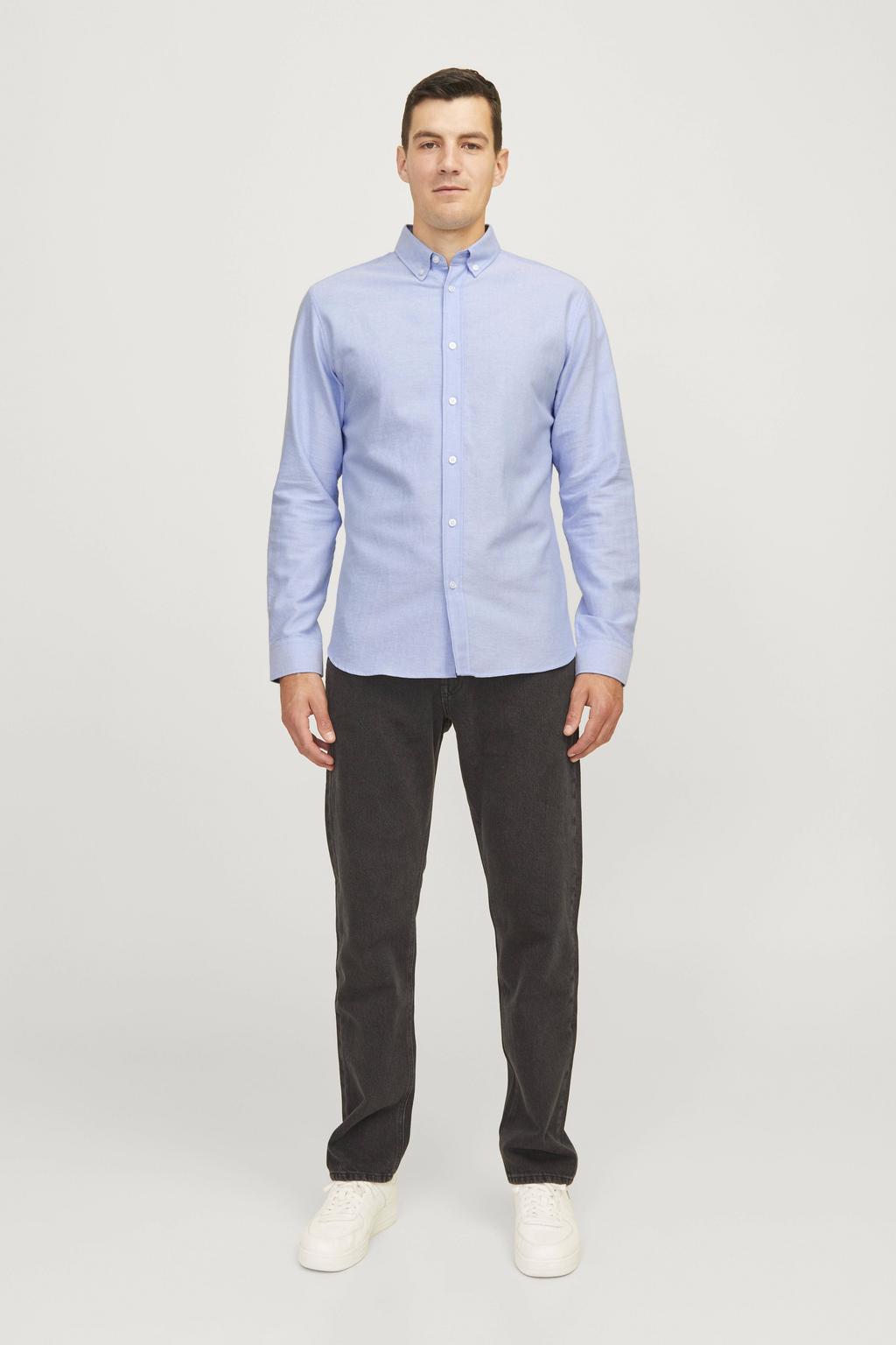 JJ REBEL regular fit overhemd JREBOSCAR blauw