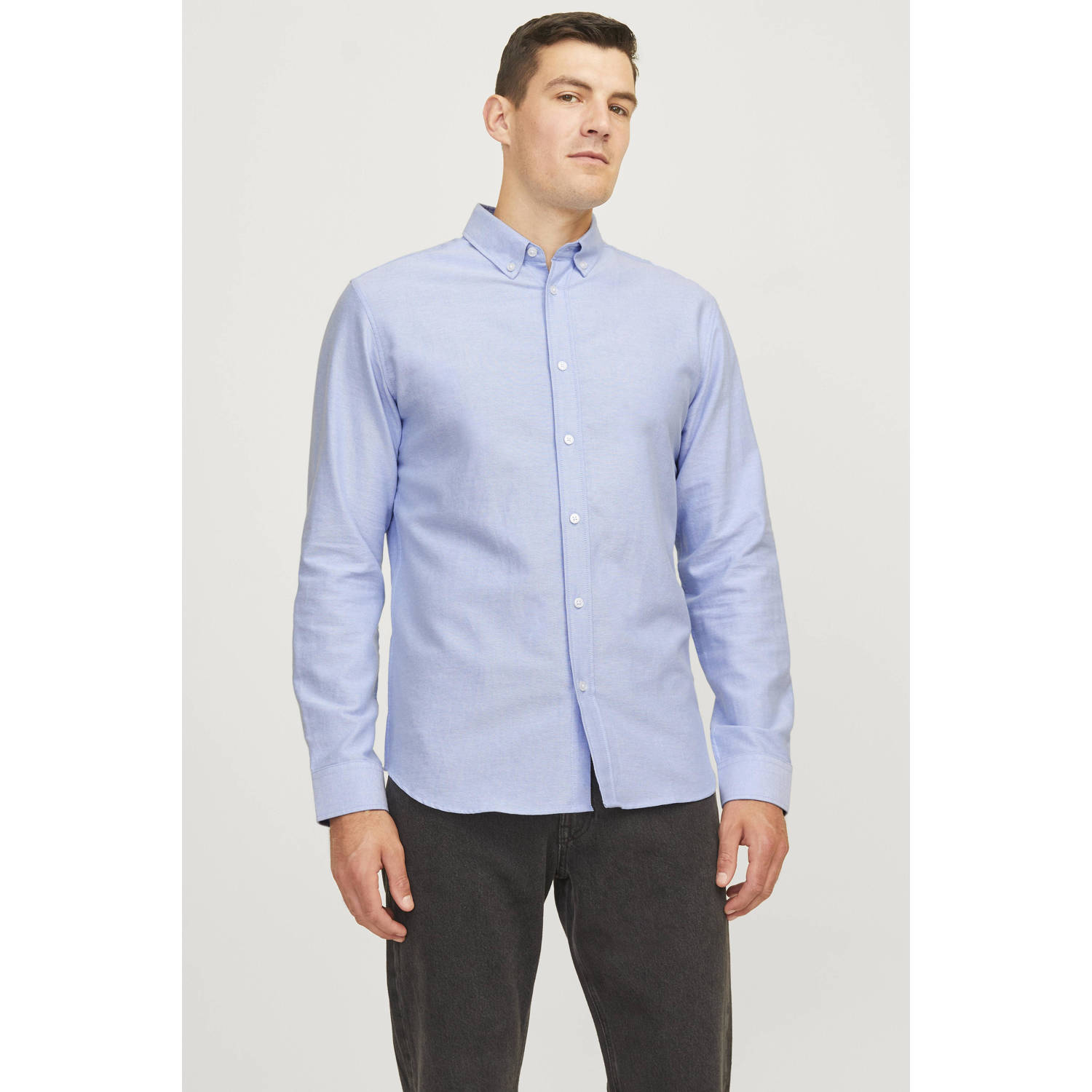 JJ REBEL regular fit overhemd JREBOSCAR blauw