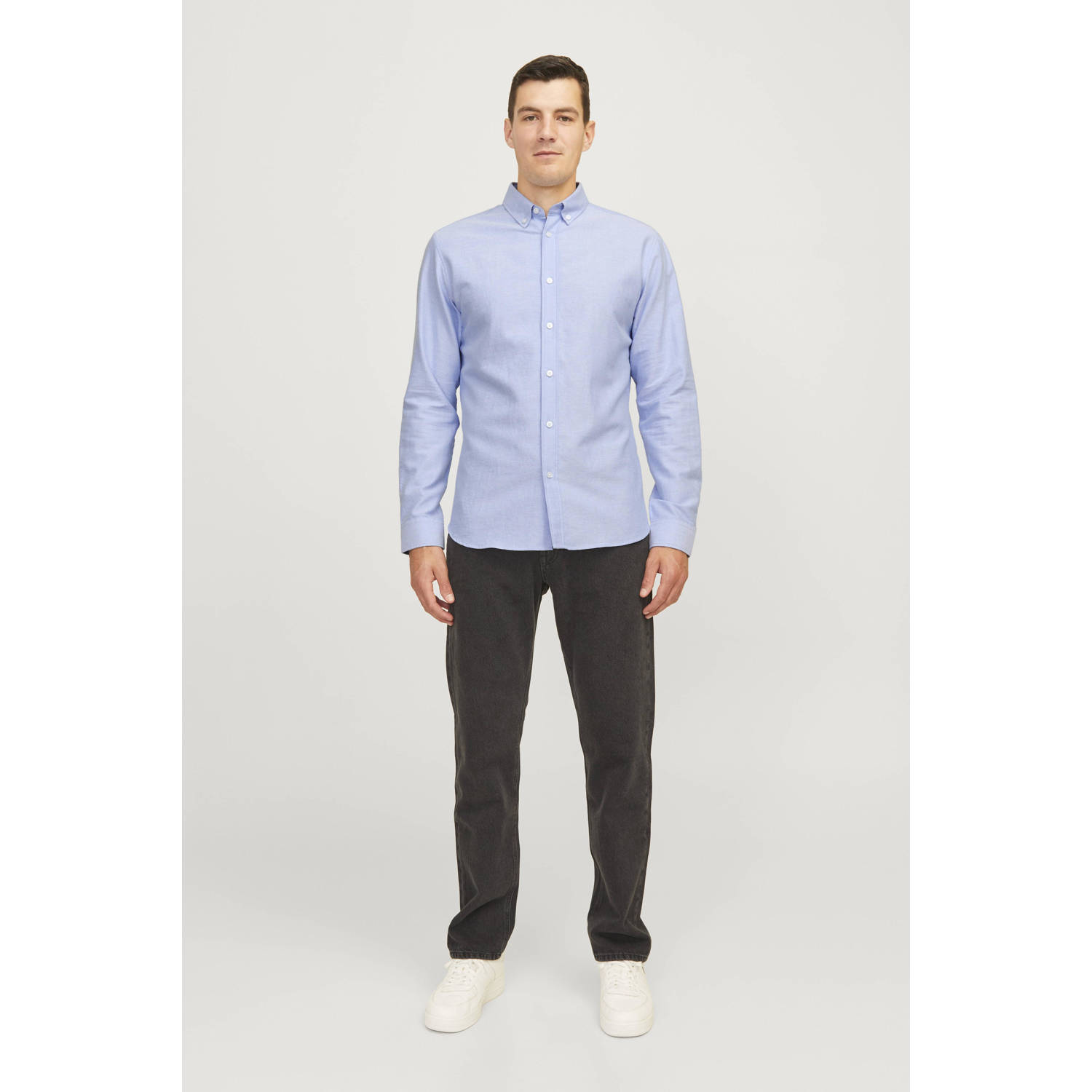 JJ REBEL regular fit overhemd JREBOSCAR blauw