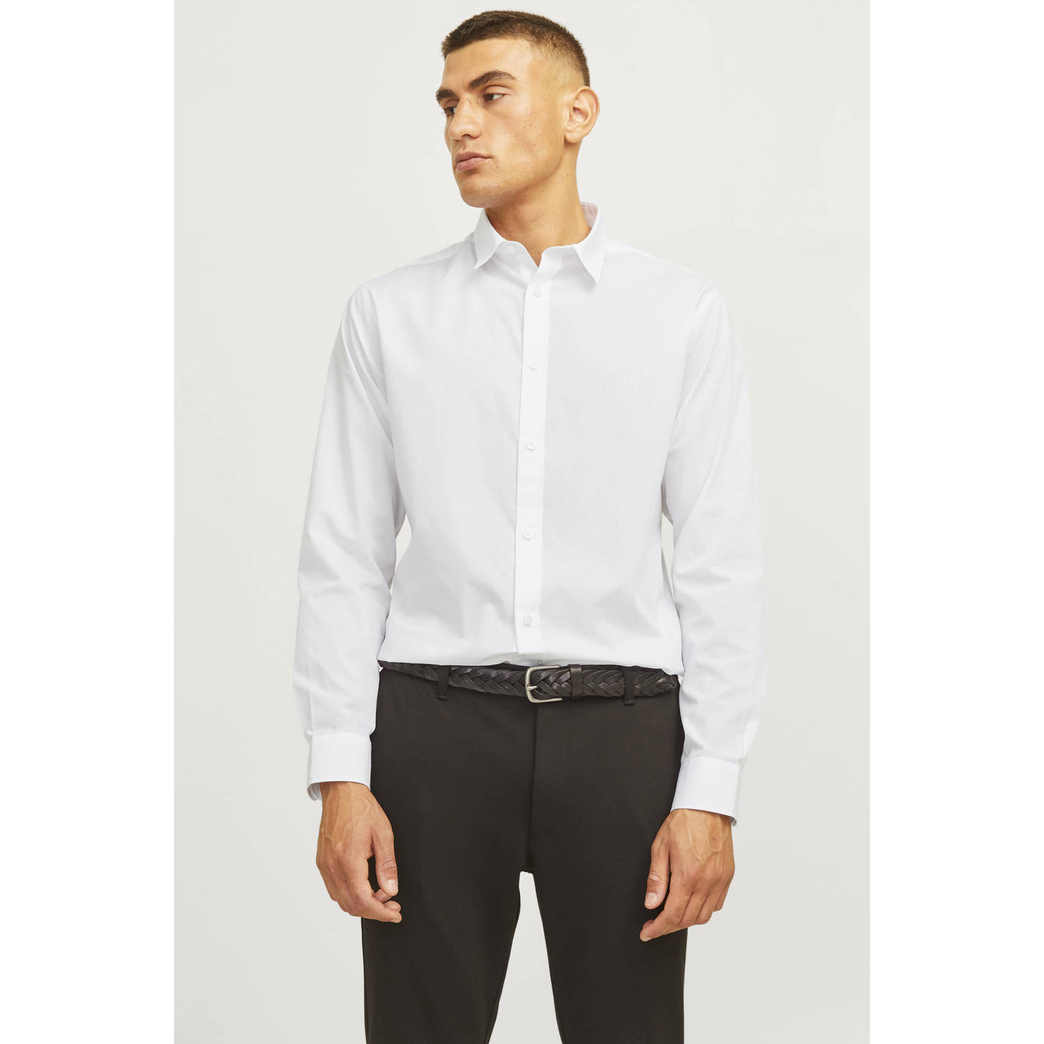 JJ REBEL slim fit overhemd JREBGAVIN wit