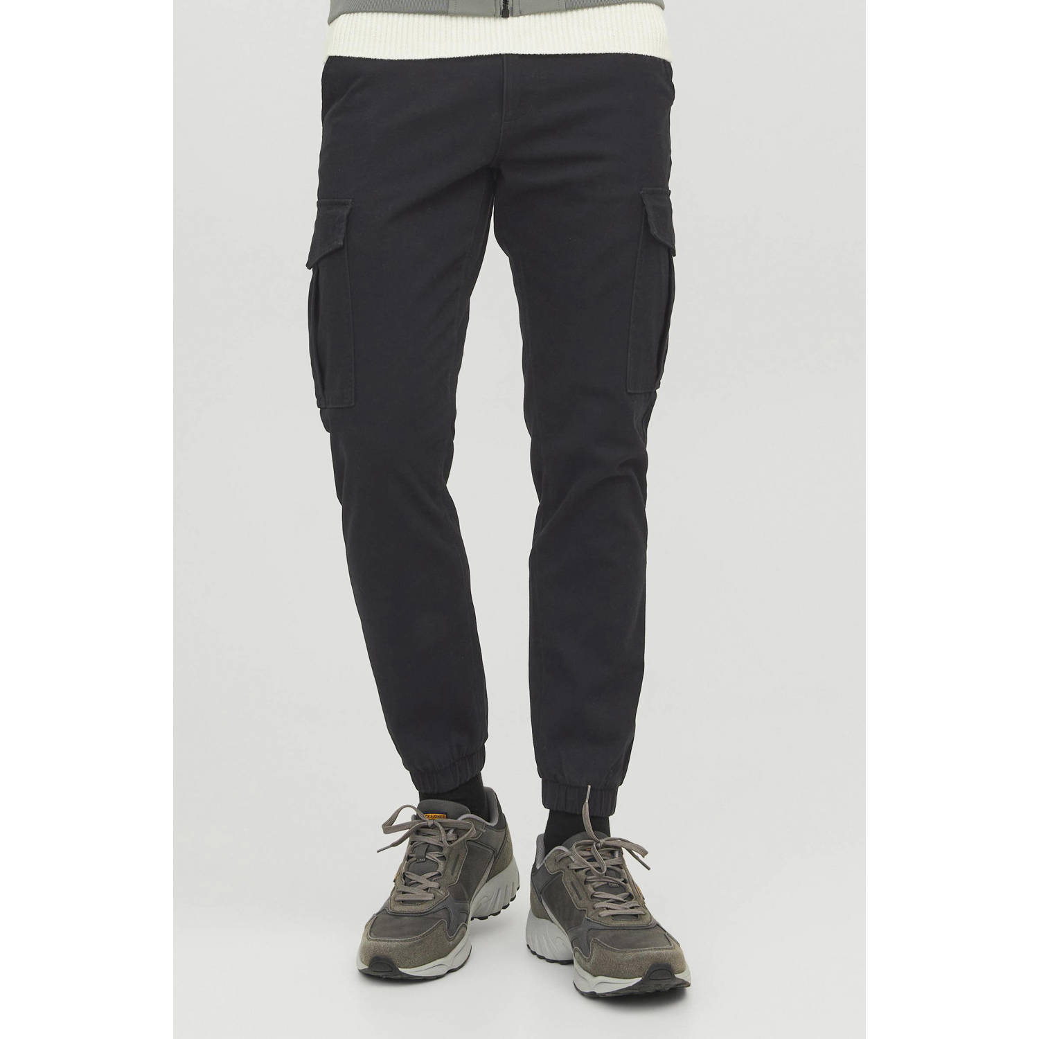 JJ REBEL slim fit cargo broek JREBMICHAEL zwart