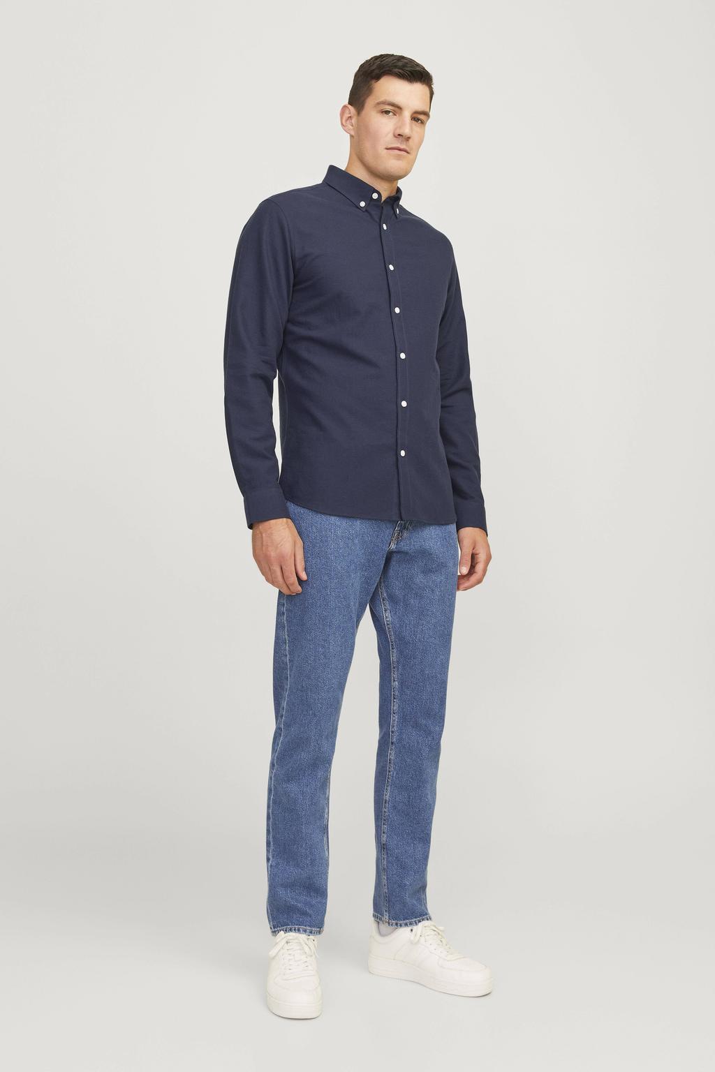 JJ REBEL regular fit overhemd JREBOSCAR donkerblauw