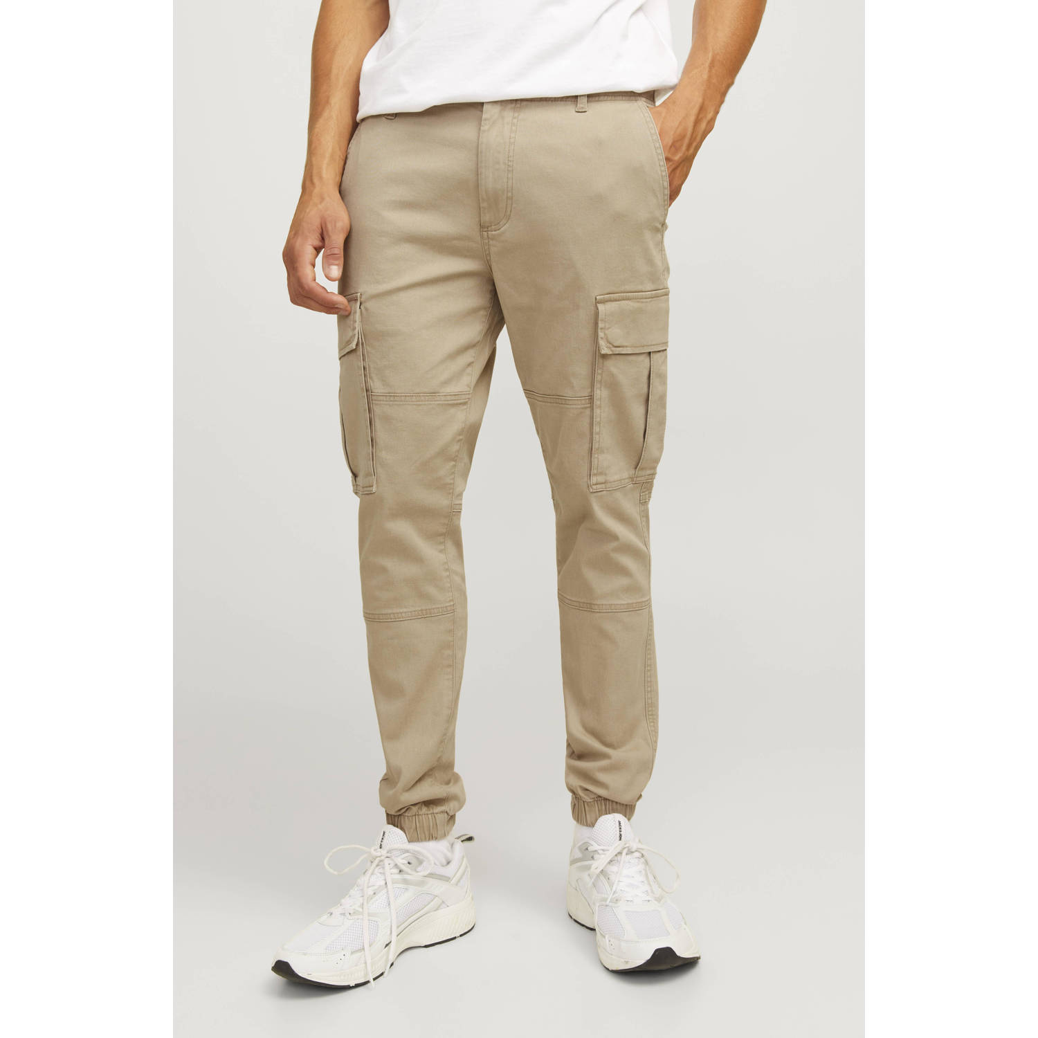 JJ REBEL slim fit cargo broek JREBMICHAEL beige