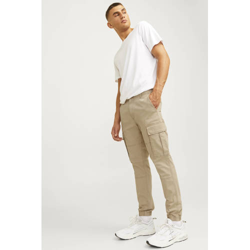 JJ REBEL slim fit cargo broek JREBMICHAEL beige afbeelding
