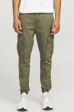slim fit cargobroek JREBMICHAEL donkergroen