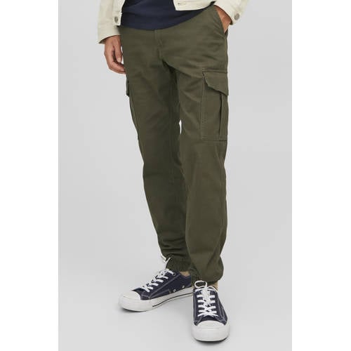 JJ REBEL slim fit cargo broek JREBMICHAEL donkergroen afbeelding