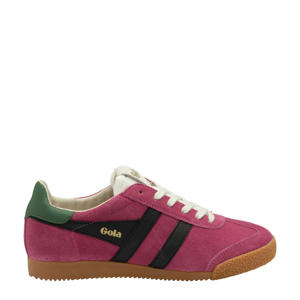 Elan  suède sneakers fuchsia/zwart/groen