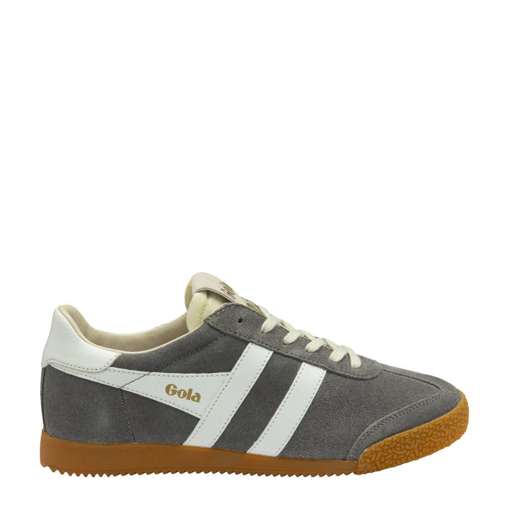 Grijs en witte dames Gola Elan suède sneakers met veters