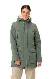 thumbnail: Groene dames VAUDE parka Manukau van polyester met lange mouwen, capuchon en rits met windvanger