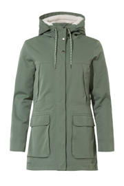 thumbnail: Groene dames VAUDE parka Manukau van polyester met lange mouwen, capuchon en rits met windvanger