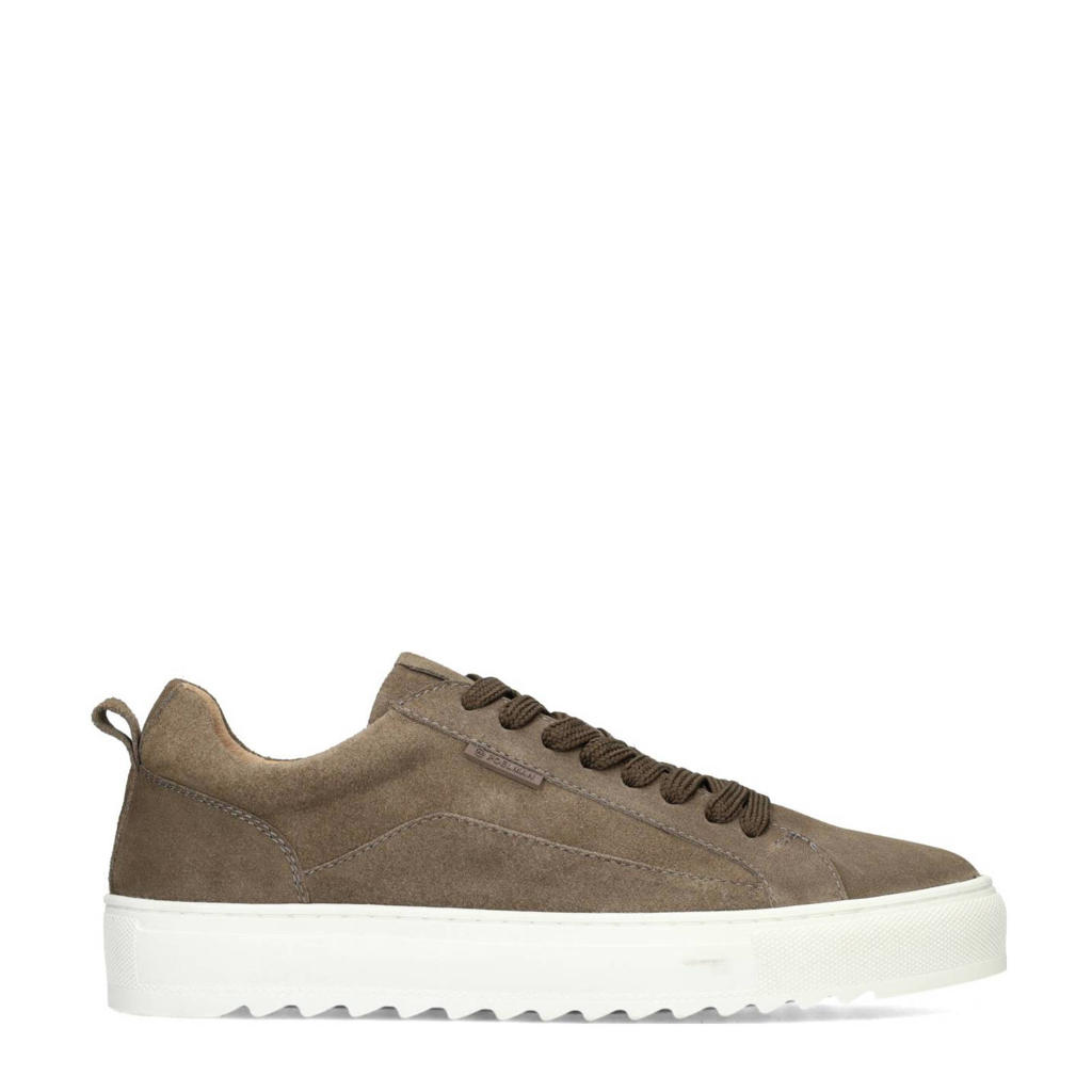 Donkergrijze heren PS Poelman Nigel suède sneakers met veters