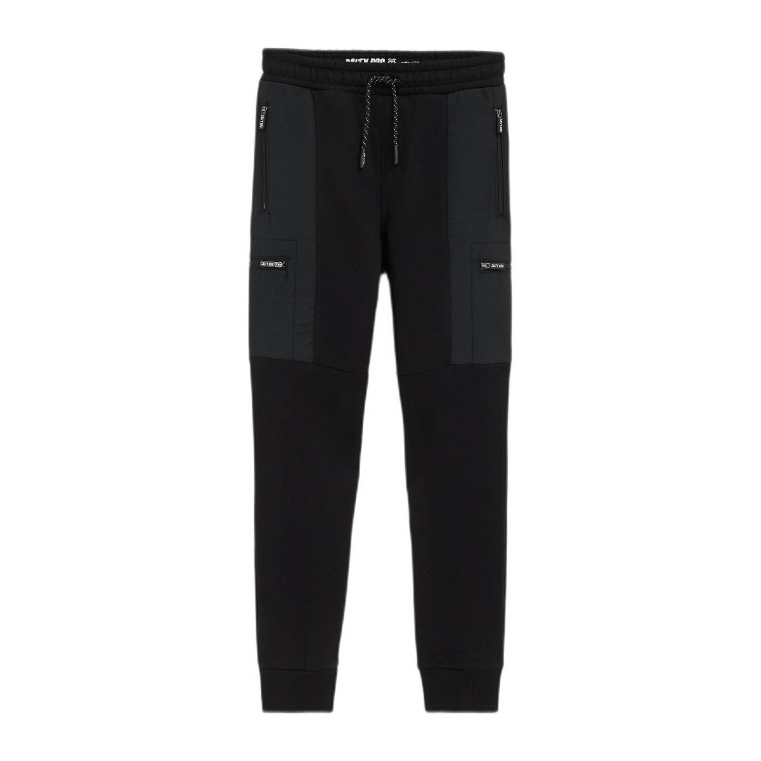 WE Fashion joggingbroek zwart Jongens Katoen Effen 110