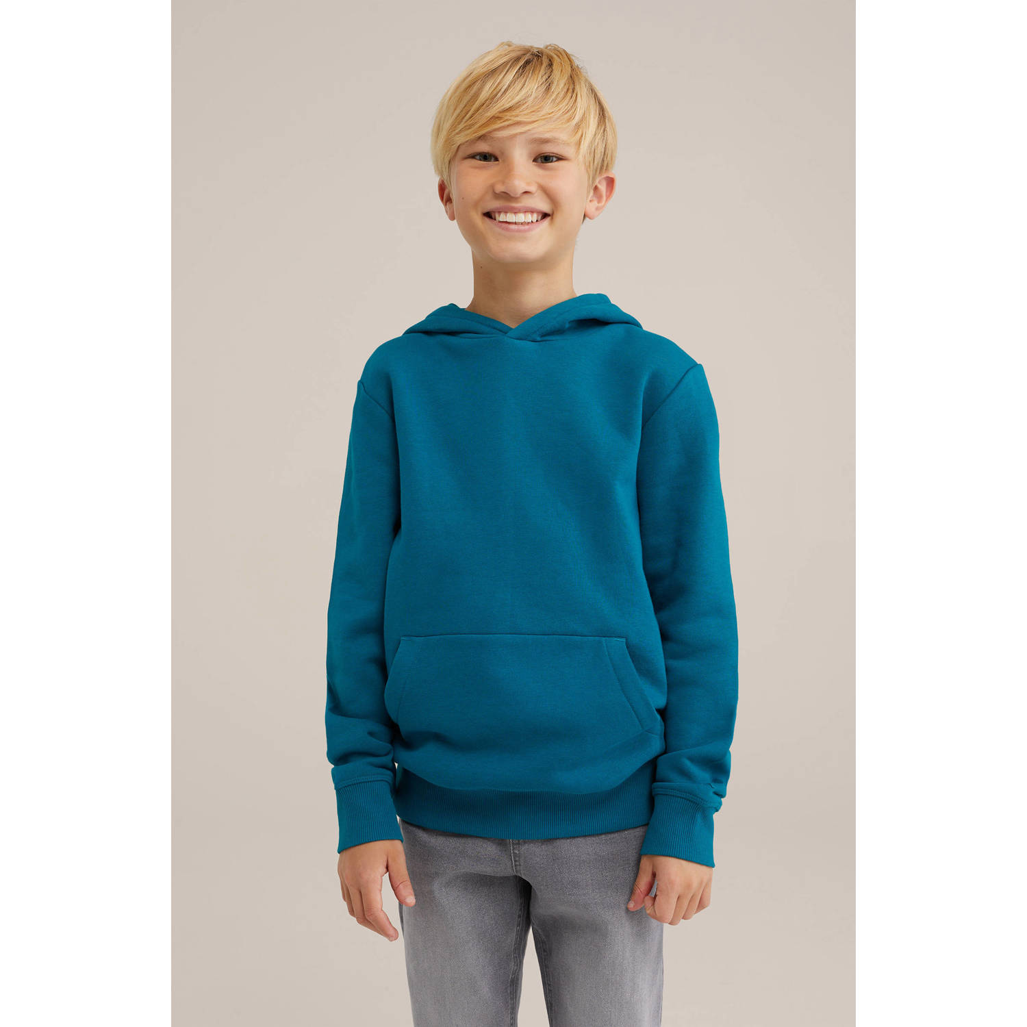 WE Fashion Blue Ridge hoodie Sweater Blauw Effen 146 152