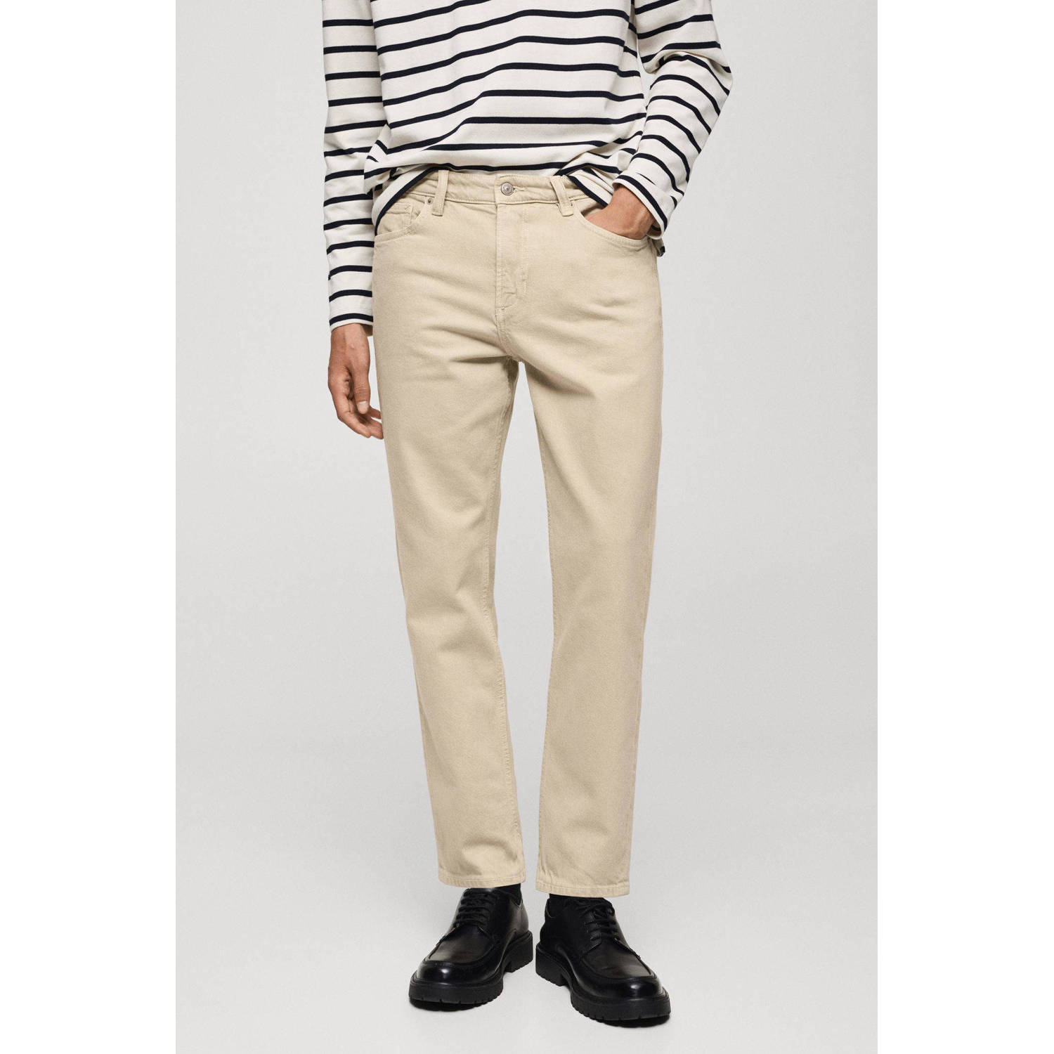 Mango Man tapered fit jeans lichtbeige