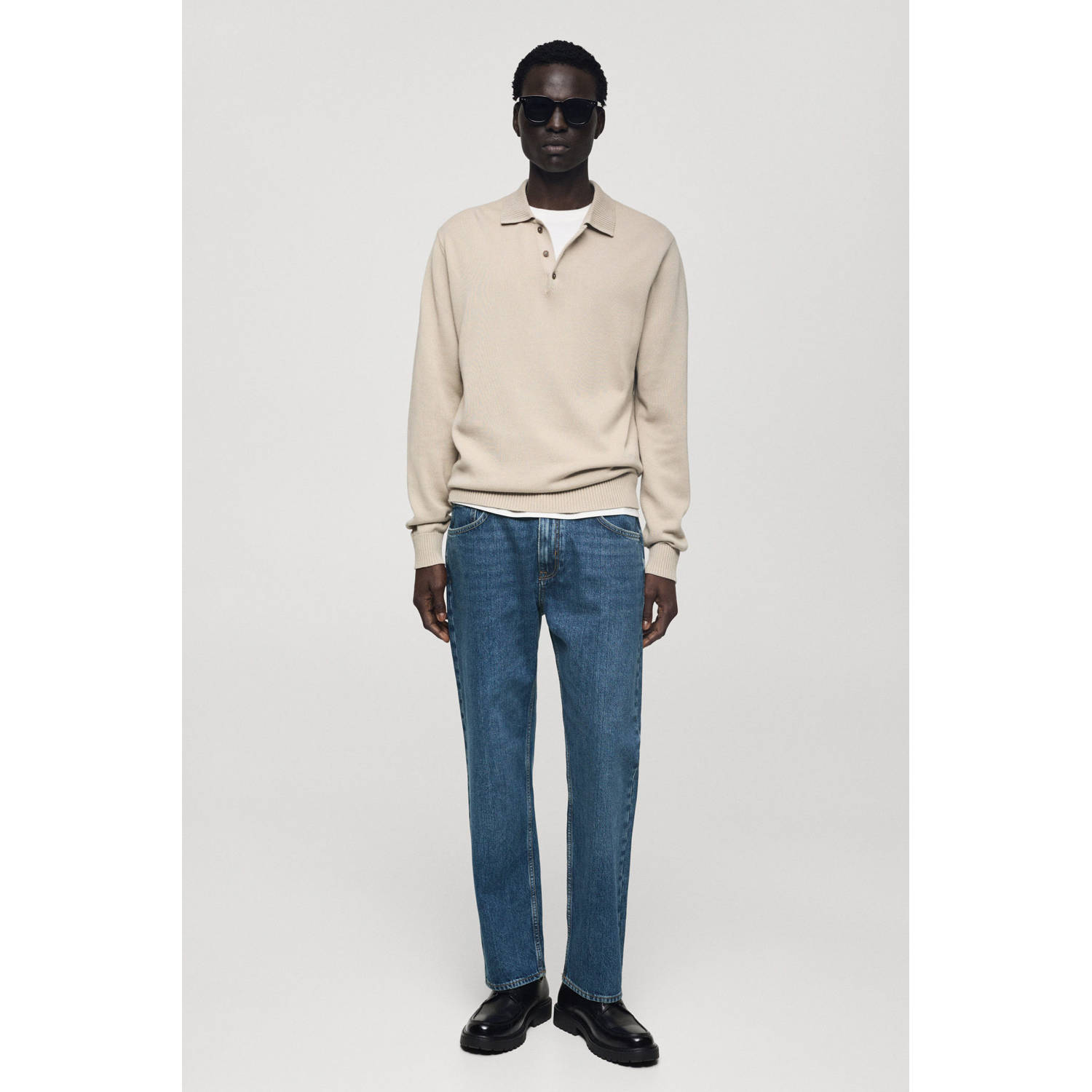 Mango Man straight leg jeans medium blue denim