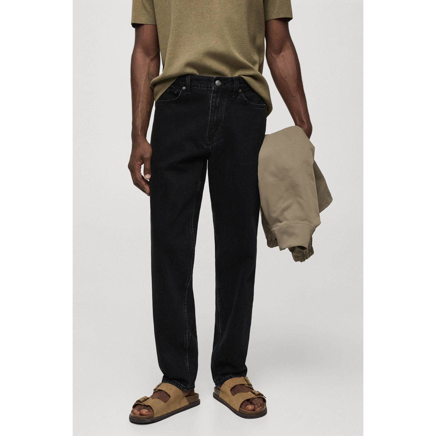 Mango Man straight leg jeans black denim