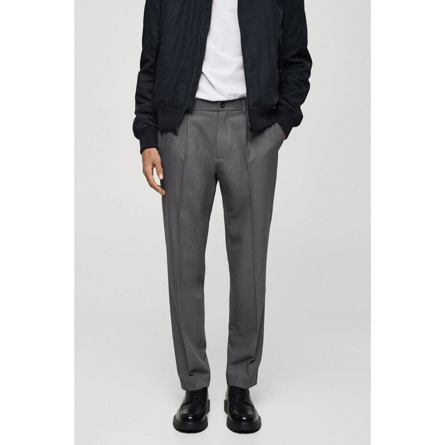 Mango Man regular fit pantalon grijs