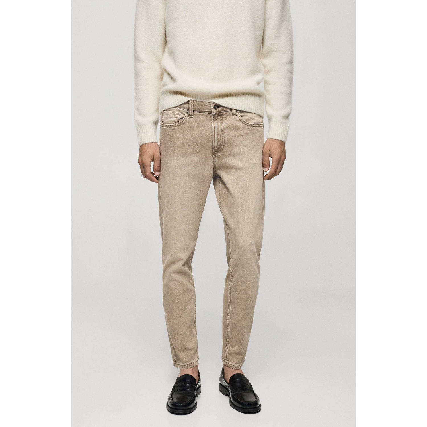 Mango Man tapered fit jeans beige