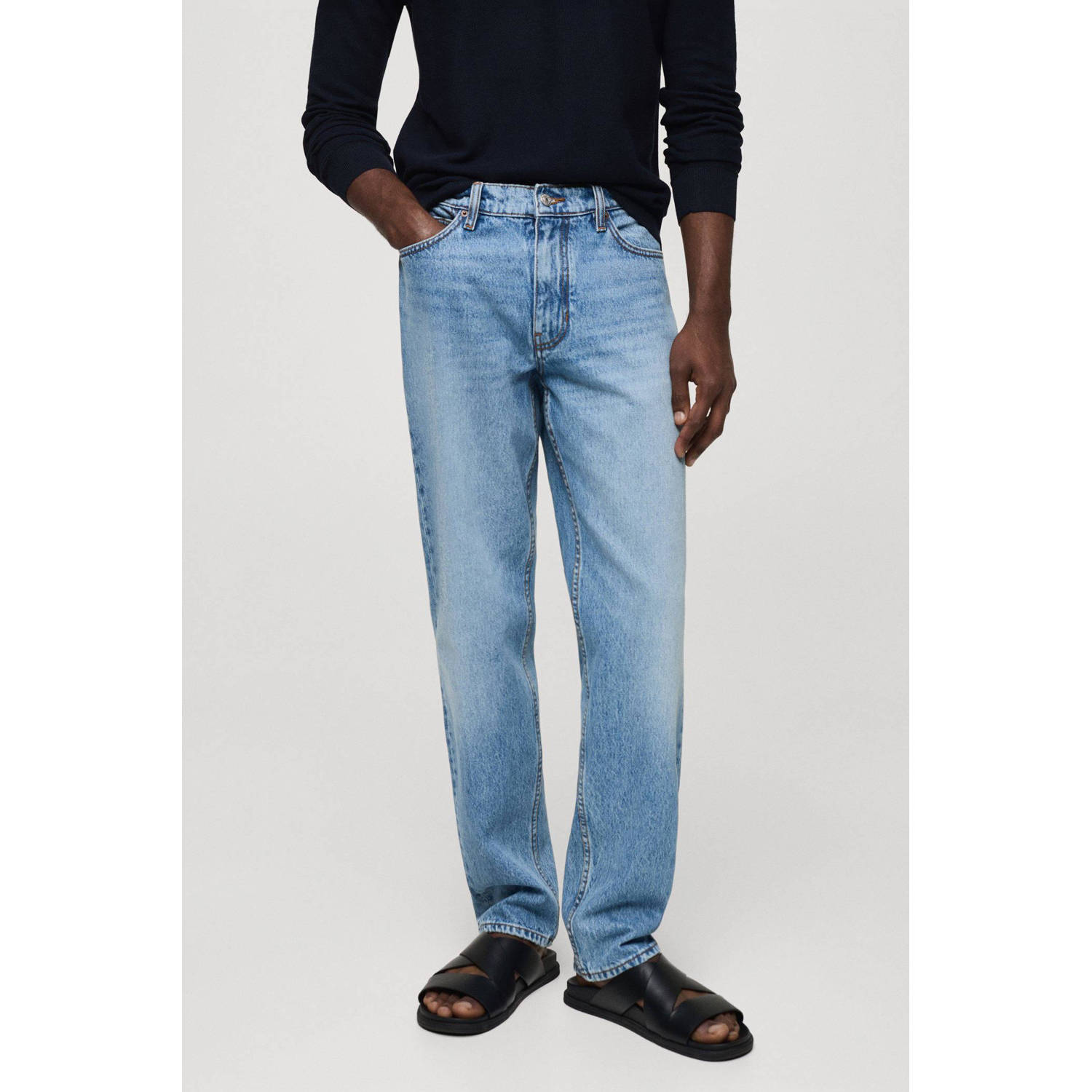 Mango Man straight leg jeans medium blue denim
