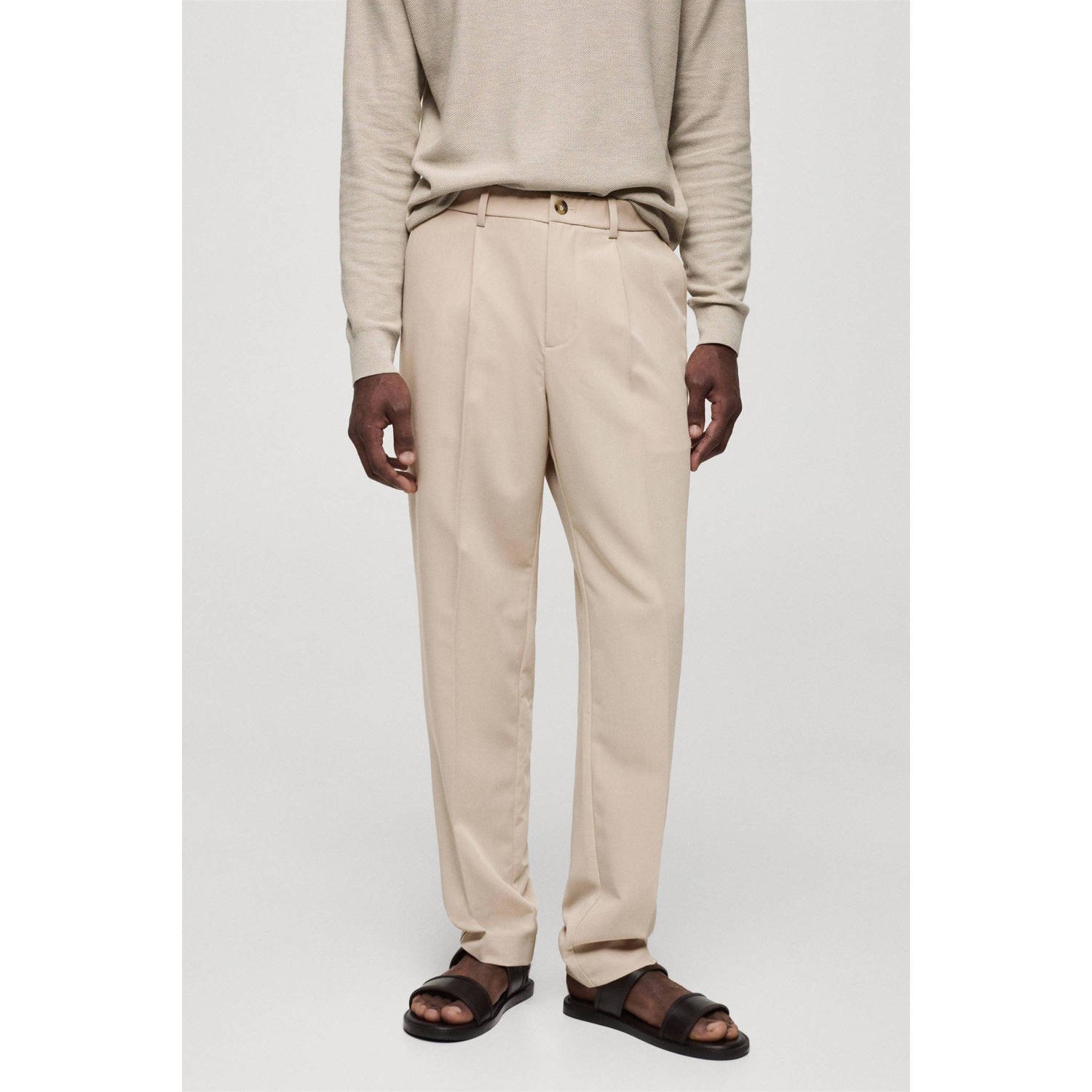 Mango Man regular fit pantalon naturel wit