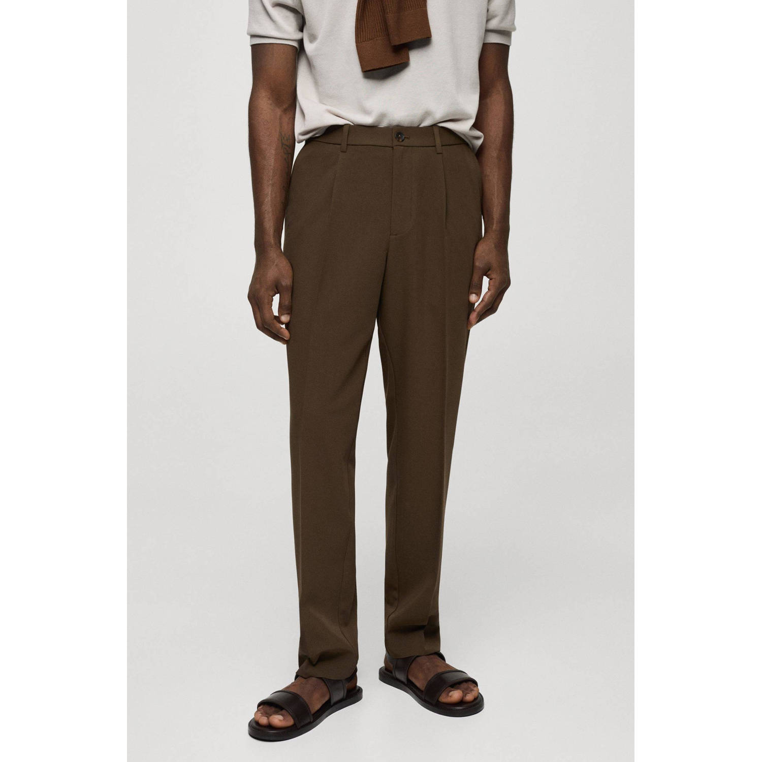 Mango Man regular fit pantalon bruin