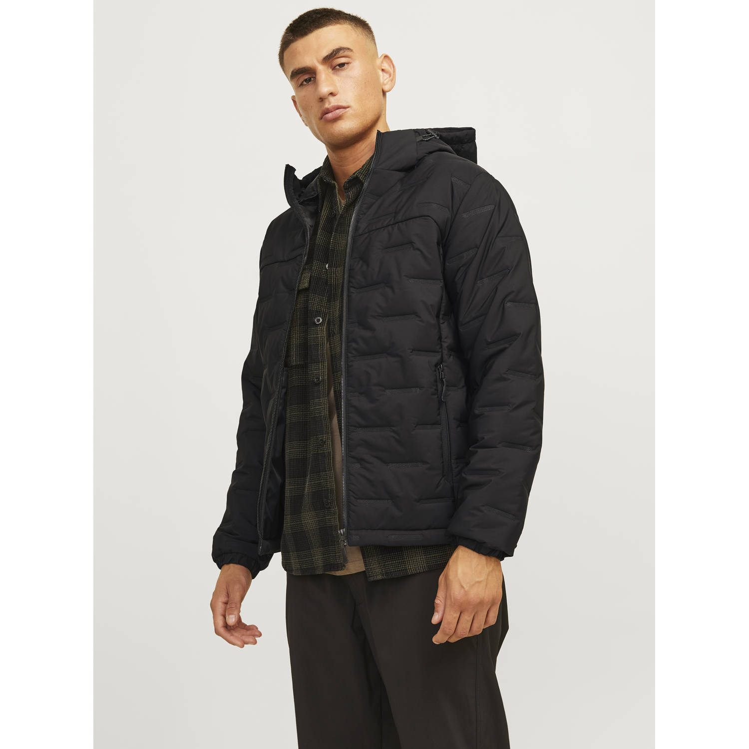 JACK & JONES CORE quilted gewatteerde jas JCOSONIC zwart