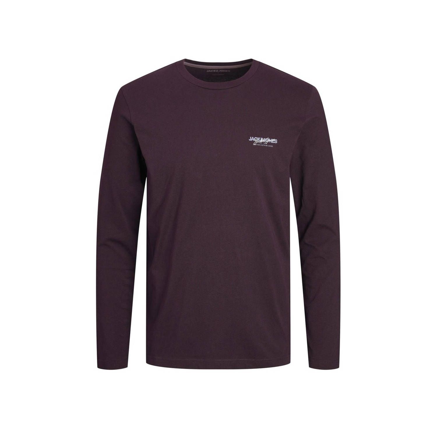 JACK & JONES regular fit longsleeve JJALVIS met printopdruk vineyard wine
