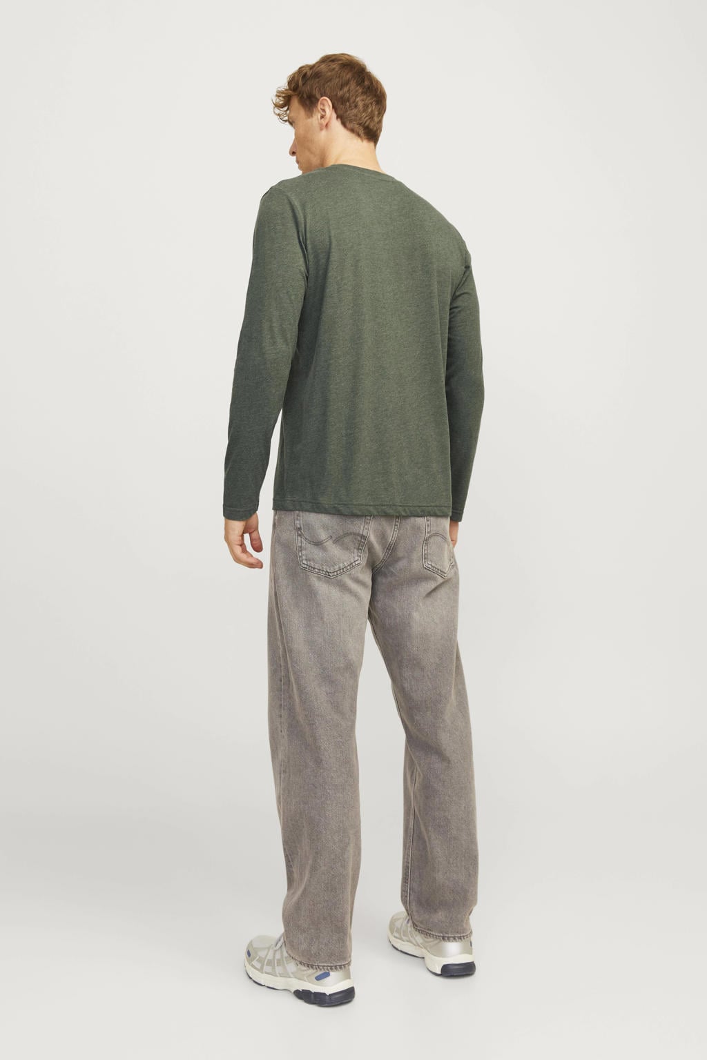 JACK & JONES regular fit longsleeve JJALVIS met printopdruk kombu green