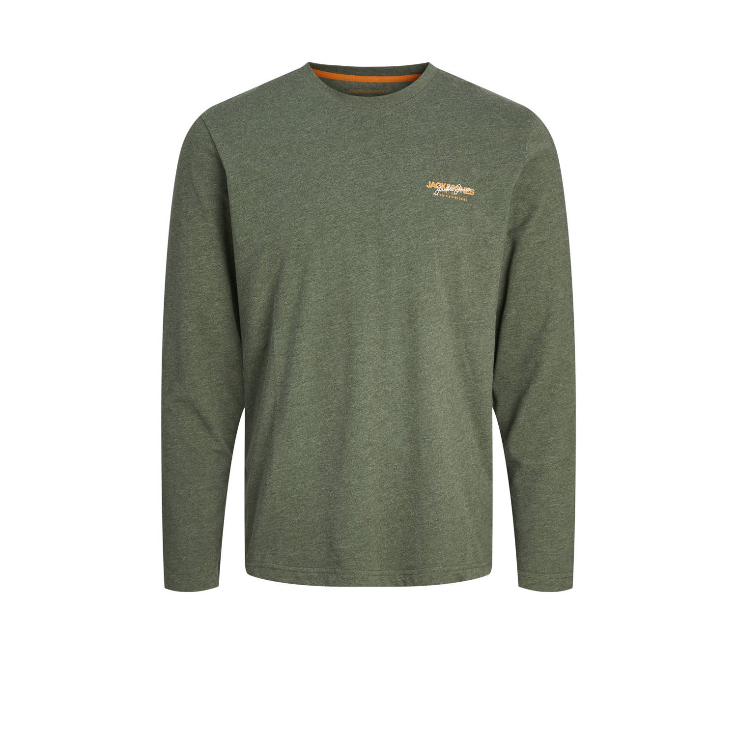 JACK & JONES regular fit longsleeve JJALVIS met printopdruk kombu green