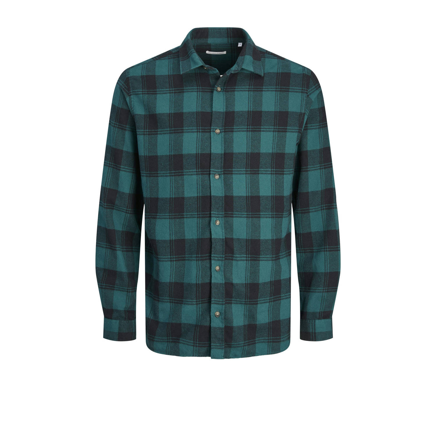 JACK & JONES geruit slim fit overhemd JJJOSHUA deep teal